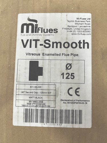 Vitreous enamel tee cap flue - vitreous, tee/cap