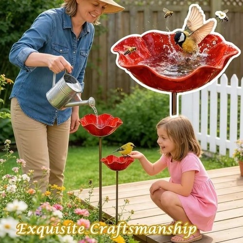 Bird bath stake - bird, handmade