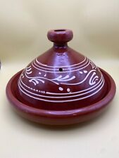VINTAGE Rustic Handmade Terracotta Clay Moroccan Tajine Cooking Pot Glazed White