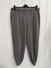 Hush Jogging Bottoms Size 12 Ladies Grey Cotton Blend Cuffed Stretch Waist 