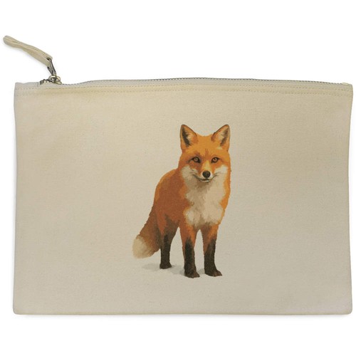 Red fox standing snow - fox,