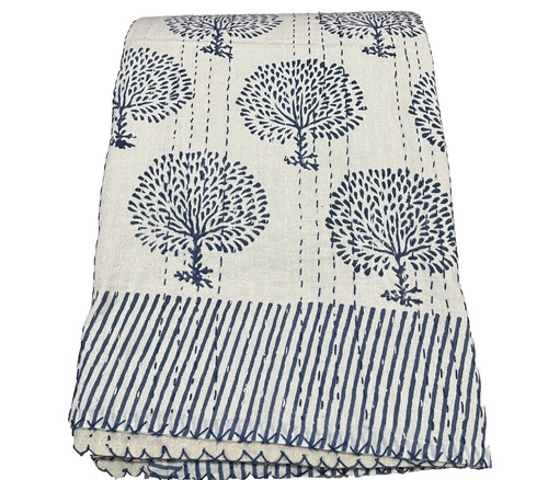 Indian kantha quilt bedspread - indian,
