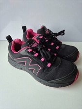 Grafters Womens Black Hot Pink Nylon Mesh Safety Trainer Shoes Size 3