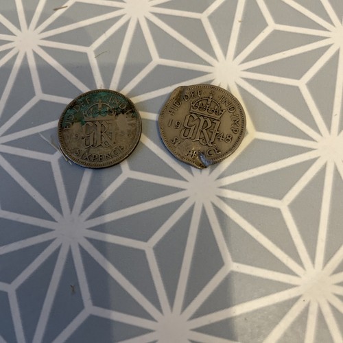 1938 sixpence marked gri - ,
