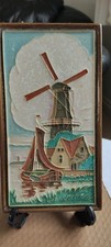 Royal Delft Ceramic Cloisonne Wall Tile Dutch Windmill Pattern 1920