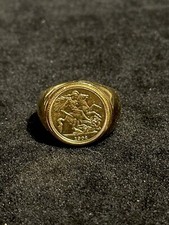 George and Dragon Gold Plated Half Sovereign Ring