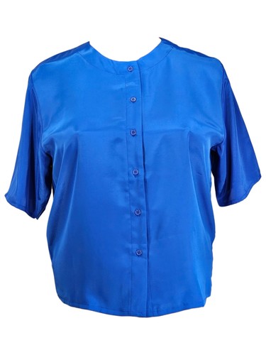 Royal blue shiny satin - , button