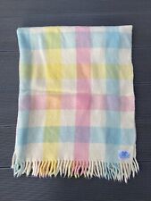 Vintage OTTERBURN MILL 100% Pure New Wool Checked Knee Blanket 33 X 42” Tassels