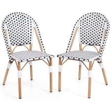 Costway French Bistro Accent Chair Set of 2 Outdoor Armless Dining Chairs
