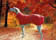 Greyhound / Lurcher / Whippet fleece coat - burnt orange & heart buttons