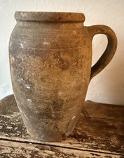 Vintage Primative Stunning Rustic French Confit Pot Stoneware Rustic Jar Vase