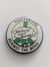 CND Vintage Vegetarians Against The Bomb Pin Badge