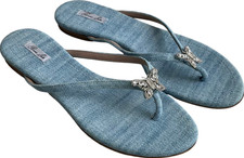 Aruna Seth Blue Farfalla Crystal Butterfly Denim Flip Flop UK 6 EU 39 ?