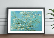 Van Gogh Almond Blossom Teal  FRAMED WALL ART POSTER PAINTING PRINT 4 SIZES