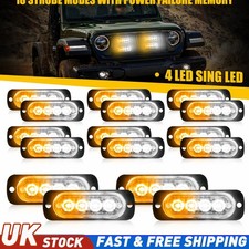 16X 4 LED Strobe Light Bar Car Truck Flashing Warning Hazard Beacon Amber White