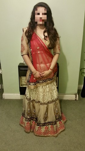 Cream and red embroidered - red, net