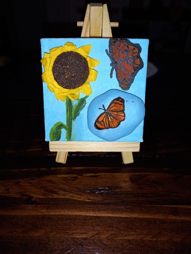 Sunflower butterfly painting - sunflower,