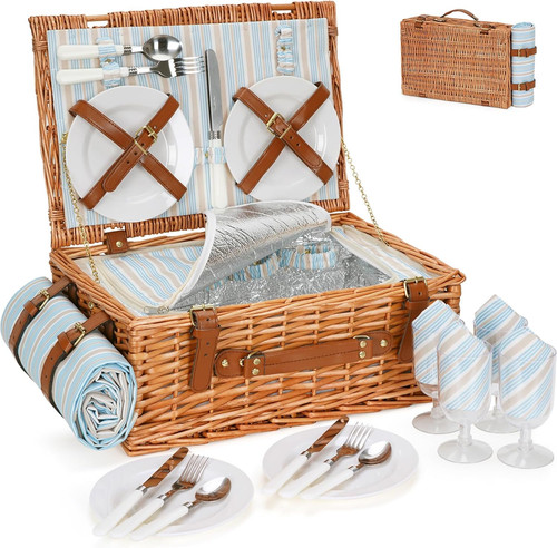 Wicker picnic basket set for - picnic,