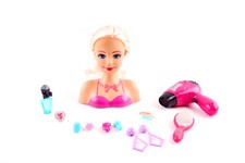 Girls Doll Styling Salon Head with Accessories Hair Styling Doll with Hairdryer