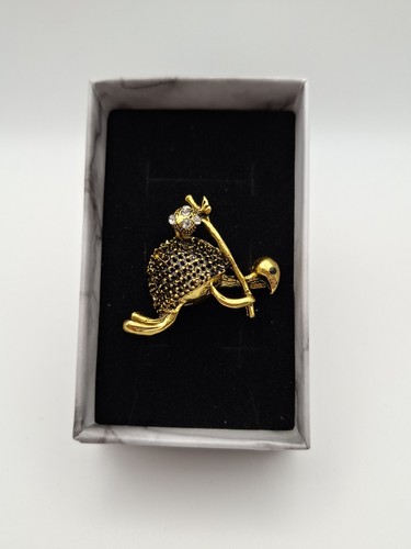 Gold turtle brooch pin - gold, ocean