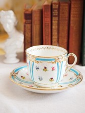 1862s Antique Minton Breakfast Tea Cup Turquoise & Gold Hand Painted Bone China