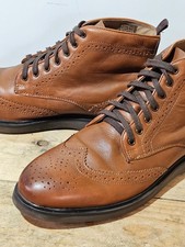 H BY HUDSON MENS LIGHTWEIGHT CHESTNUT TAN LEATHER BROGUE CHUKKA BOOTS UK 10 EU44