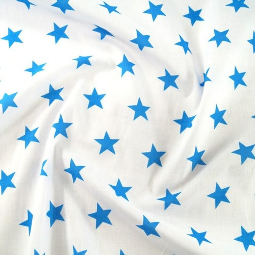 Blue star polycotton fabric - blue,