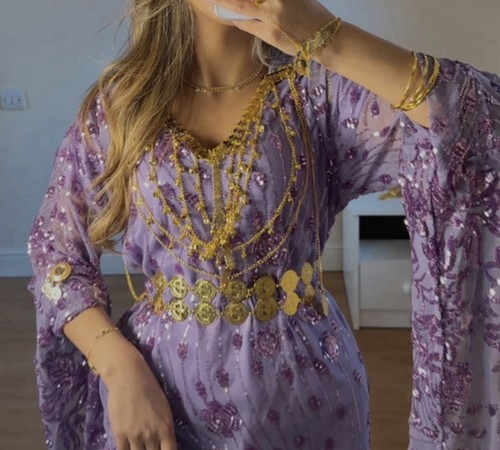 Kurdish dress purple all - purple, sizes
