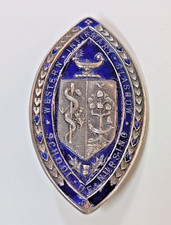 ANTIQUE SILVER BLUE ENAMEL SCHOOL OF NURSING WESTERN INFIRMARY GLASGOW BADGE