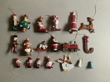 Christmas decorations bundle of 19 retro wooden painted figures 