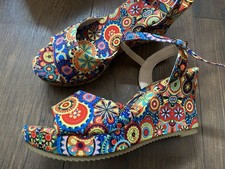 Vibrant Bohemian Wedges Sandals | Multi-colour | UK Size 5