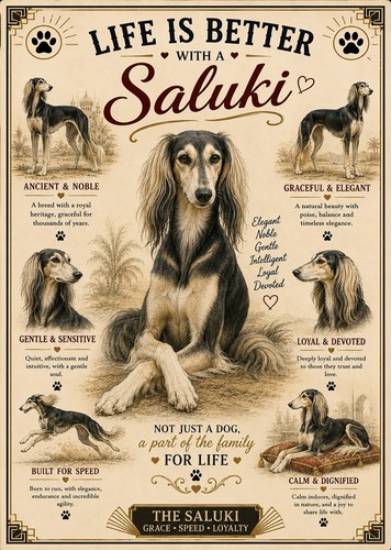 Saluki photo print life is - a4,