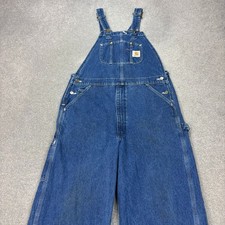 Carhartt Dungarees Adult 34x34 Blue Overalls Bib Denim Carpenter Work Wear Men