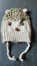 Zara Hat 100%Cotton Knitted Animal Face Trapper Style 6m Brown Mix BNWoT