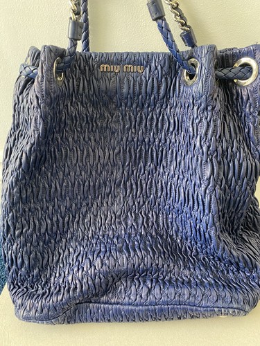 Navy miu matelasse bag - miu,