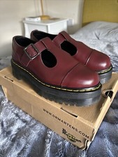 Dr Martens BETHAN t-bar mary jane cherry leather quad platform shoes uk 9 eu 43