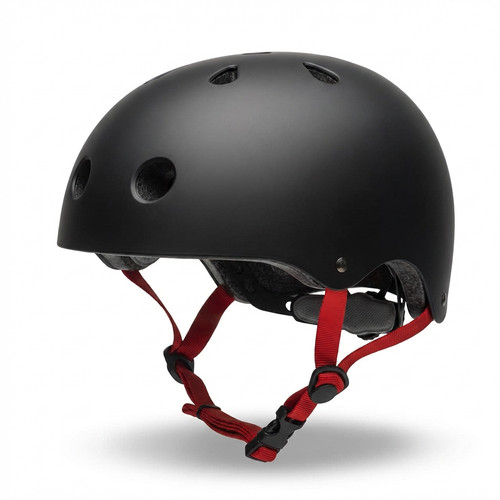 Black skateboarding helmet - black,