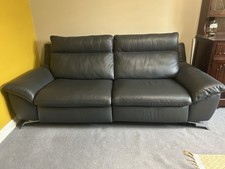 Italian Blue Leather Electric Recliner Sofa 2 Seater