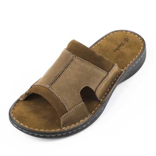 Mens slip leather sandals - slip, on