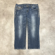 LA Idols Vintage Capri Jeans Womens 30" Denim Hip Hop Trousers Pants, Blue