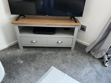 Grey And Beech Tv Cabinet With Shelf And Drawer