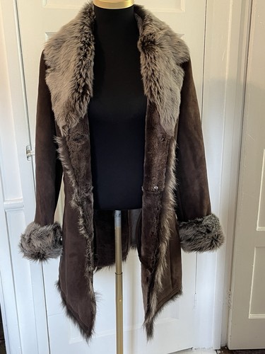 Genuine brown grey sheepskin - brown,