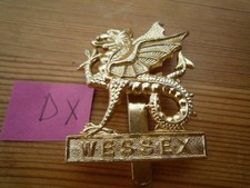 VINTAGE MILITARY ROYAL WESSEX REGIMENT CAP LAPEL BADGE SLIDER GAUNT B'HAM DX