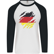 Torn Germany Flag German Day Football Mens L/S Baseball T-Shirt