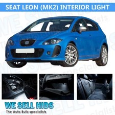 SEAT LEON MK2 7 PIECE WHITE INTERIOR UPGRADE ERROR FREE LED LIGHT BULB SMD KIT