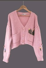 ZARA pink flower embroidery