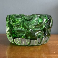 Vintage Czech Crystalex/Bor Green Glass Bowl by Pavel Hlava 1968