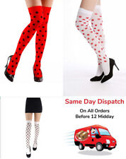 Ladies Stretch Knee High Socks Work School Polka Dots Fancy Dress Party Cosplay