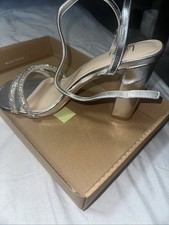 Linzi Wide Fitting Silver Block Heeled Shoes