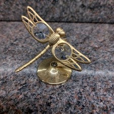 24K Gold Plated Dragonfly with Swarovski Crystals Figurine Ornament PREOWNED